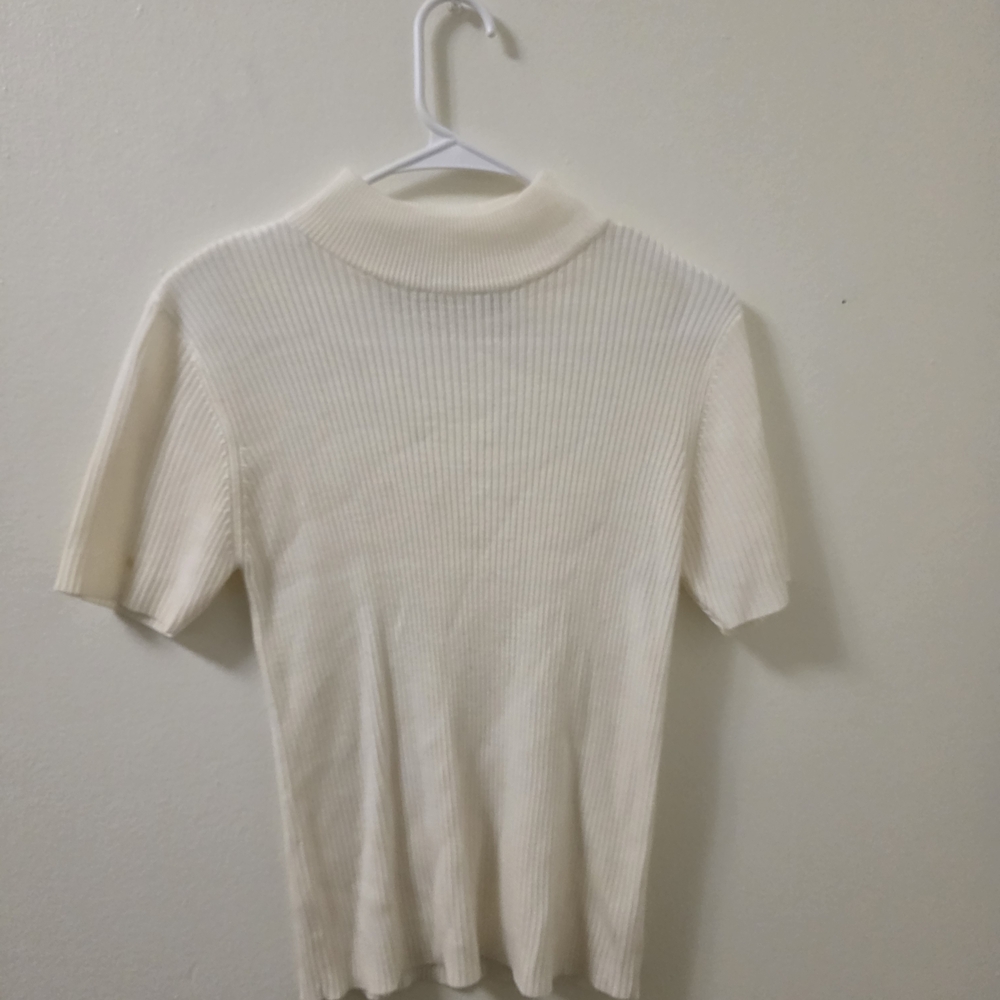 Studio Works Ivory Ribbed Knit Top